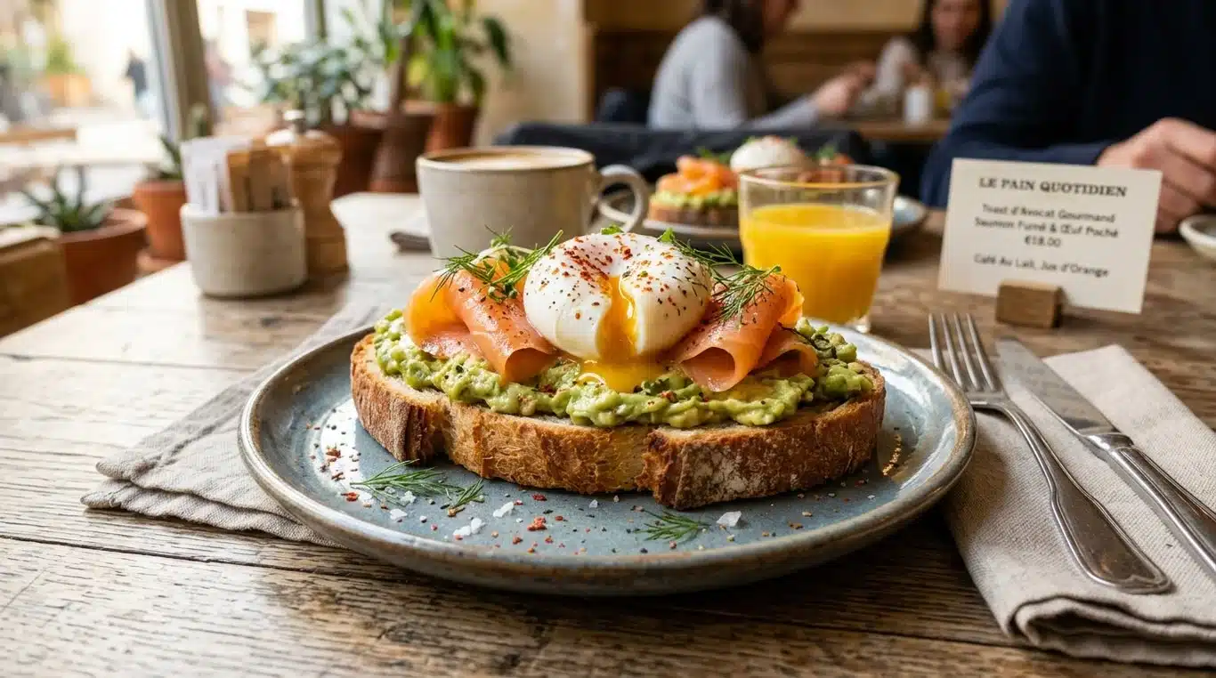 Avocado toast au saumon et œuf poché