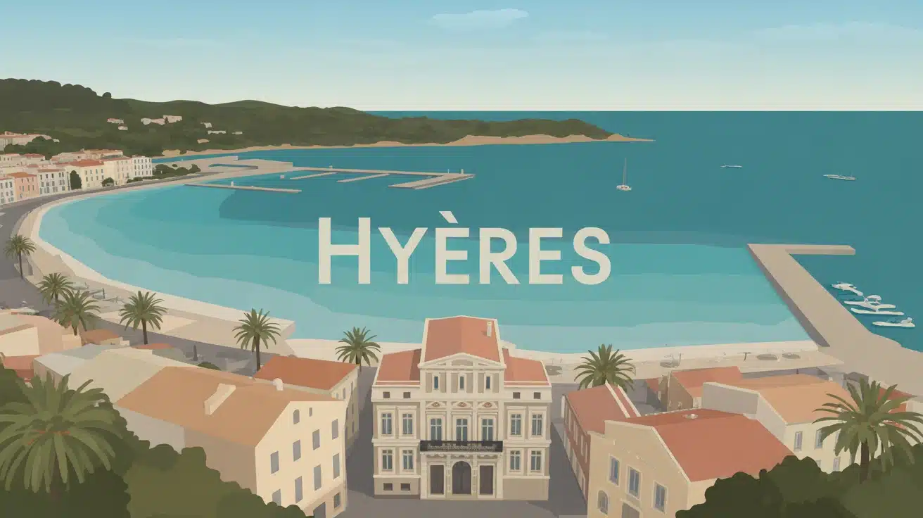 Illustration vectorielle de Hyères avec architecture médiévale et moderne