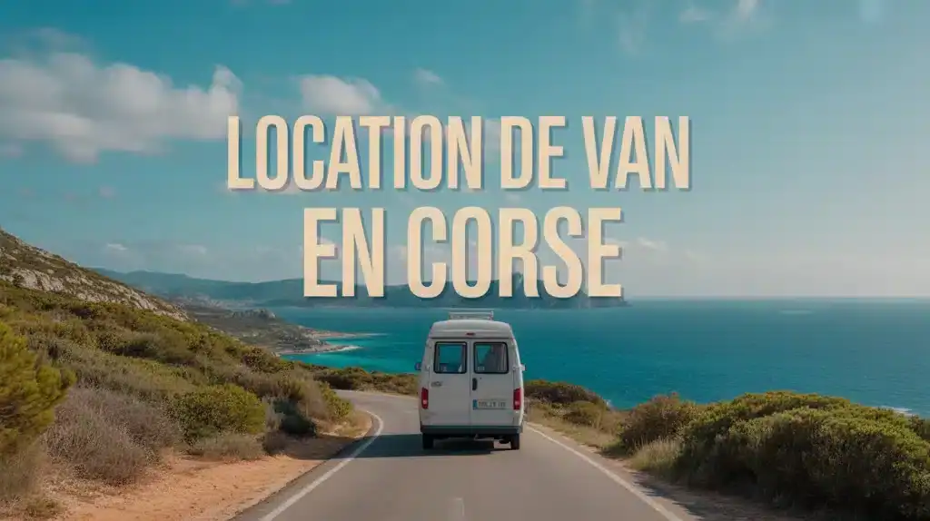Van aménagé sur route côtière en Corse pour location de van en Corse
