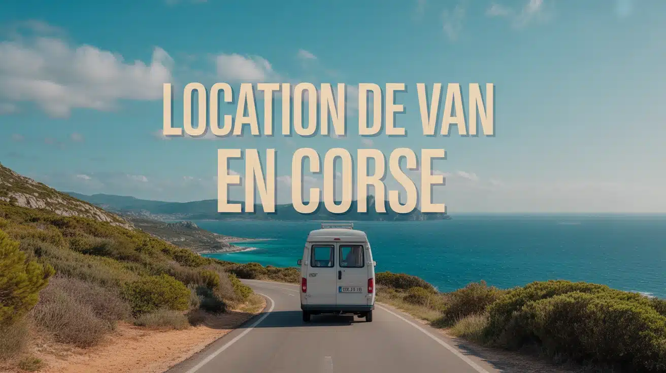 Van aménagé sur route côtière en Corse pour location de van en Corse