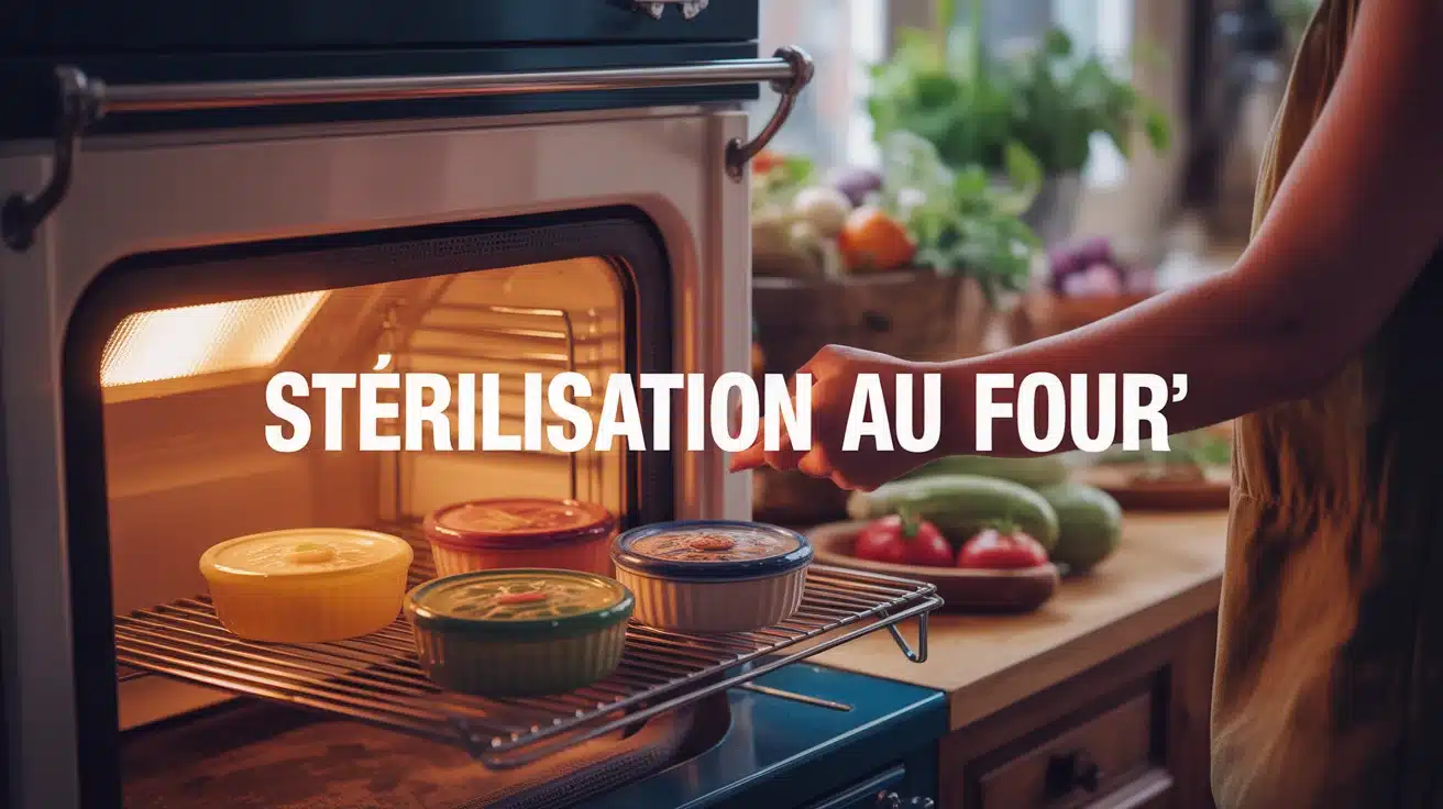 bocaux en verre dans un four pour stérilisation au four