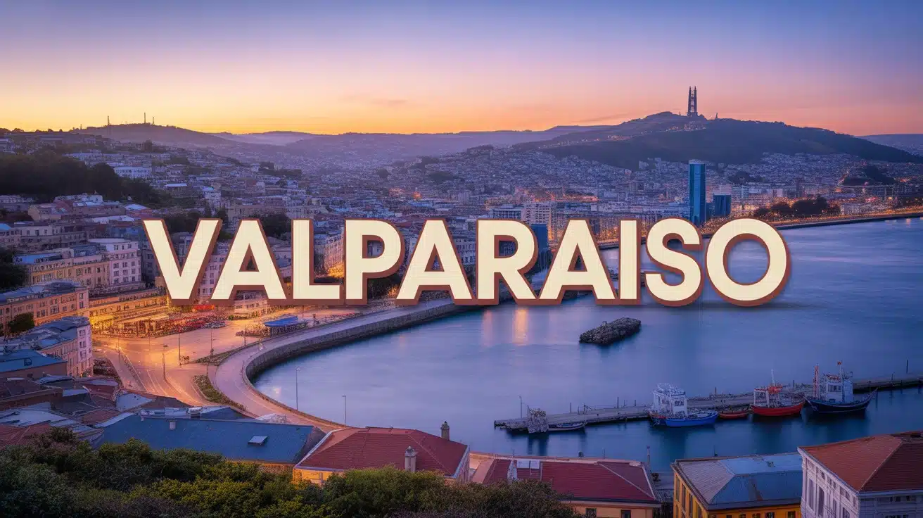 Illustration vectorielle de Valparaiso avec ses collines et funiculaires historiques