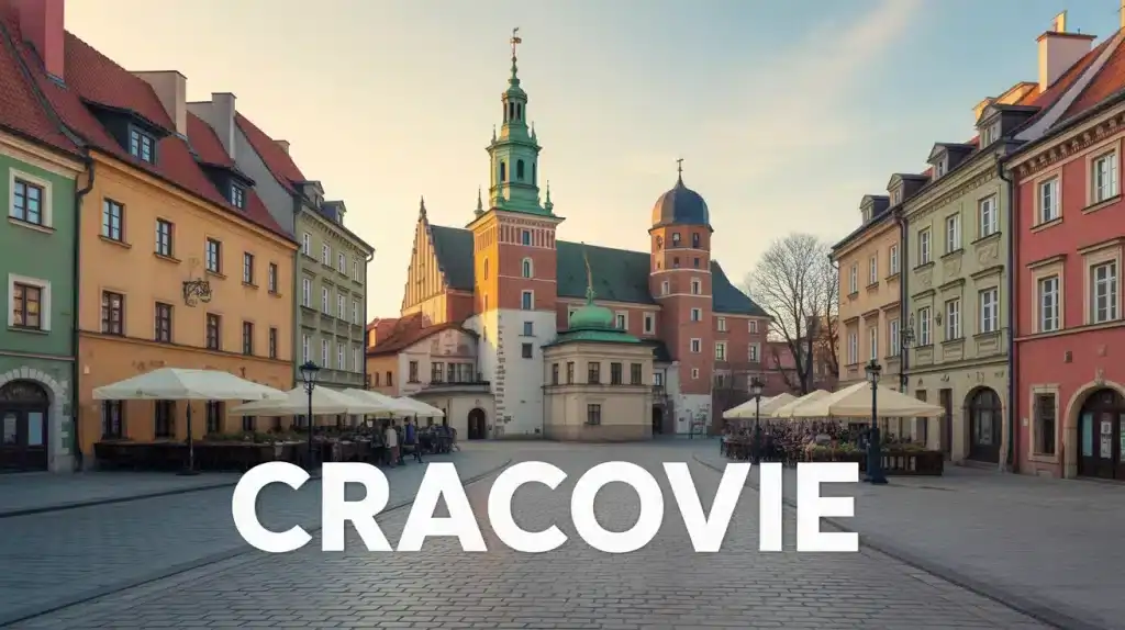 Illustration vectorielle de Cracovie avec château et ruelles
