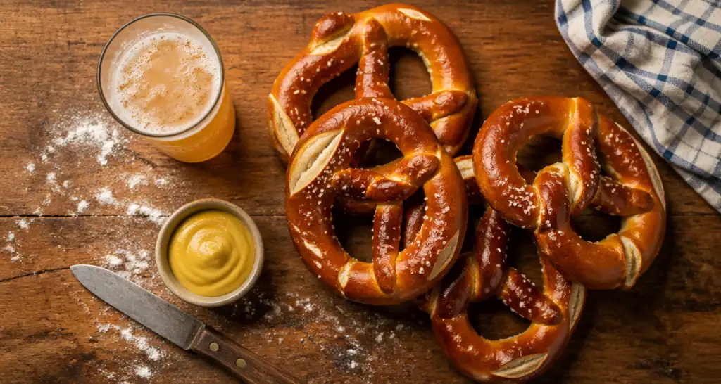 bretzel maison alsacien doré sur bois