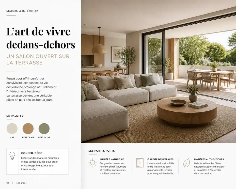 Aménagement maison moderne et fonctionnel avec salon ouvert sur terrasse