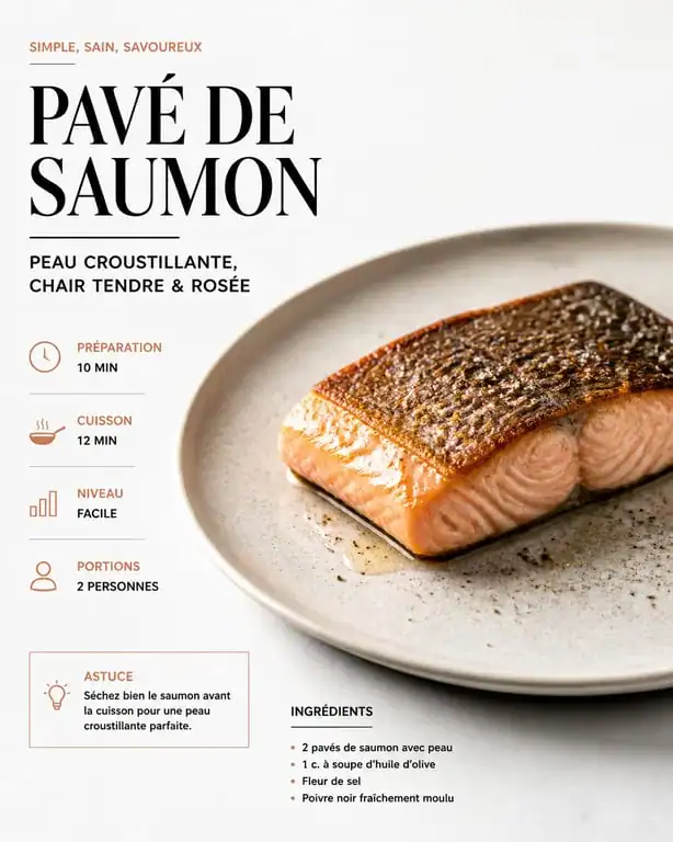 Pavé de saumon poêlé à la peau croustillante