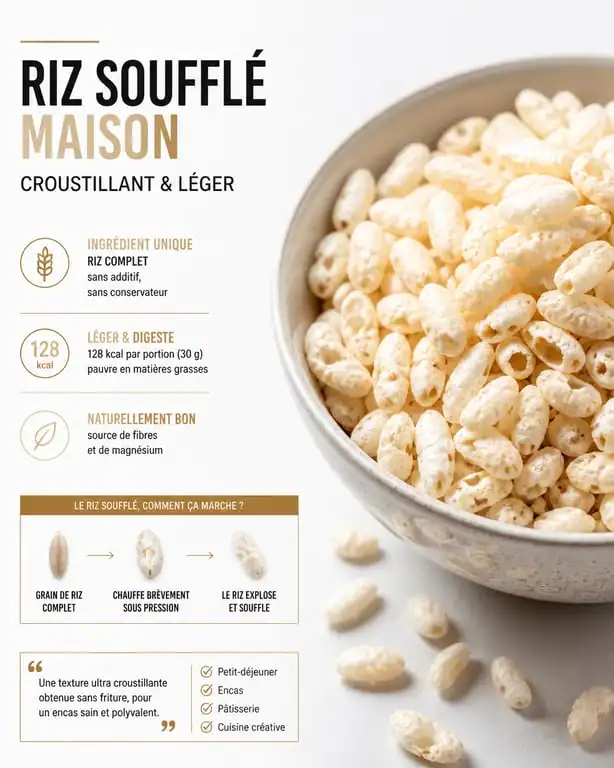 Riz soufflé maison croustillant dans un bol