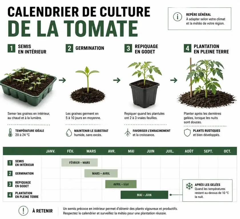 Calendrier de semis et de culture des tomates au potager