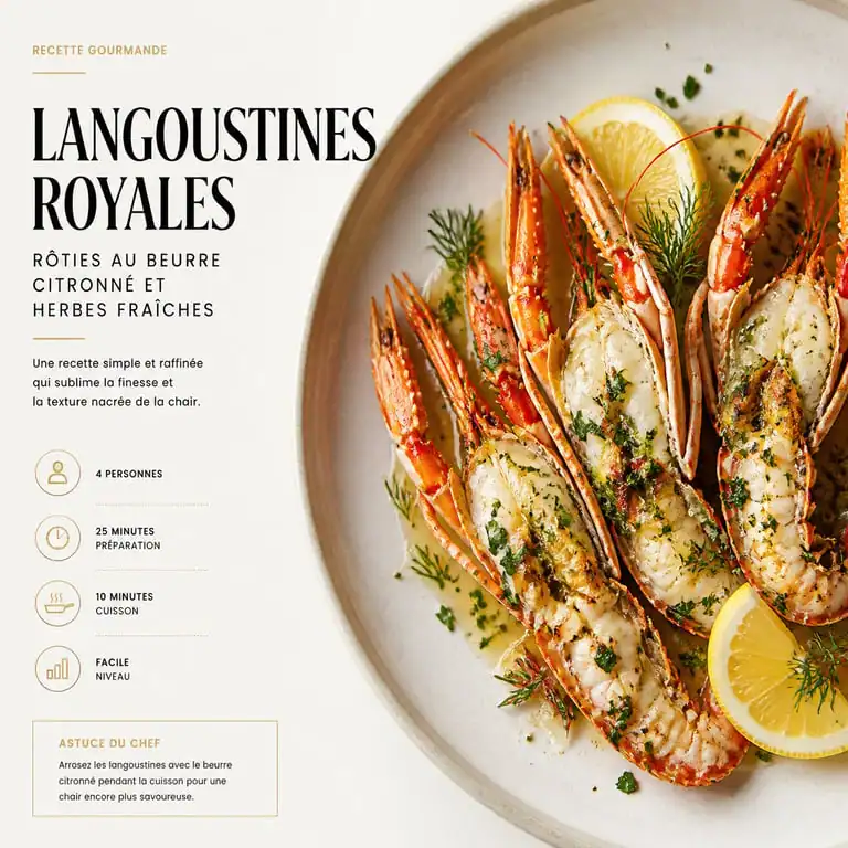Langoustines royales rôties au beurre citronné et herbes fraîches pour une cuisson parfaite