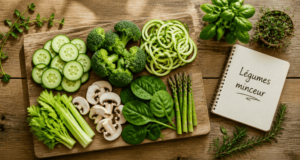 meilleur legume pour maigrir légumes frais sur planche