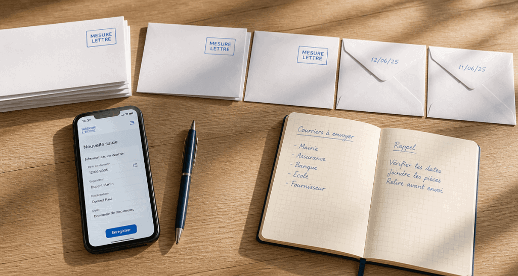 Enveloppes mesure lettre sur table