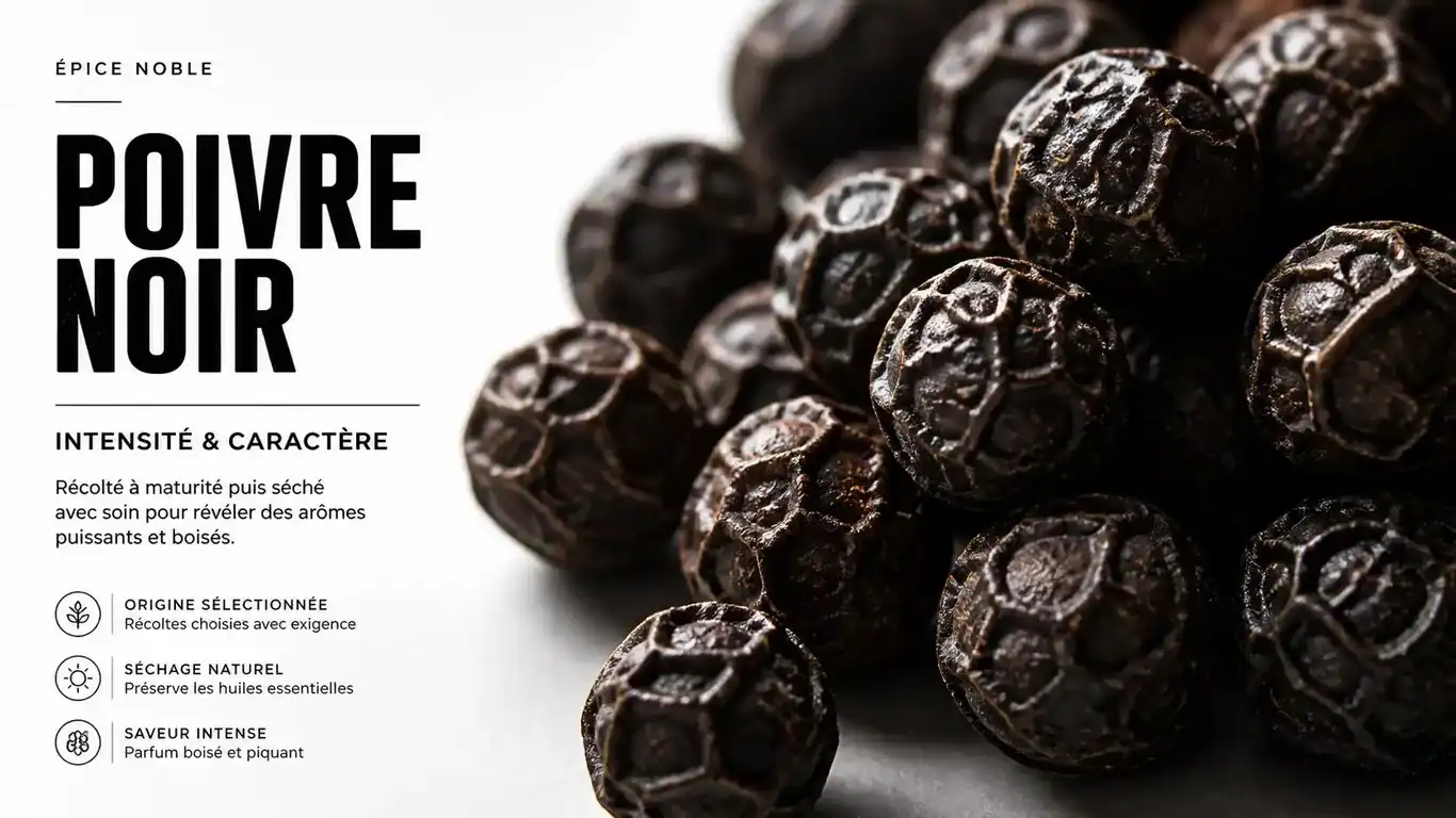 Grains de poivre noir en grain de qualité supérieure pour la cuisine