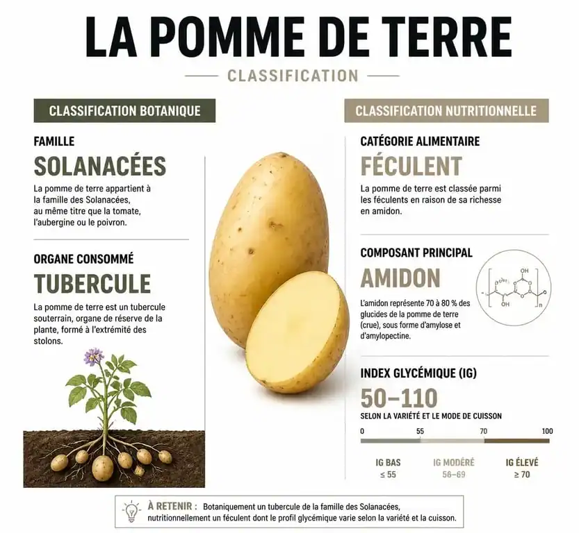 Infographie sur la classification de la pomme de terre : légume ou féculent ?