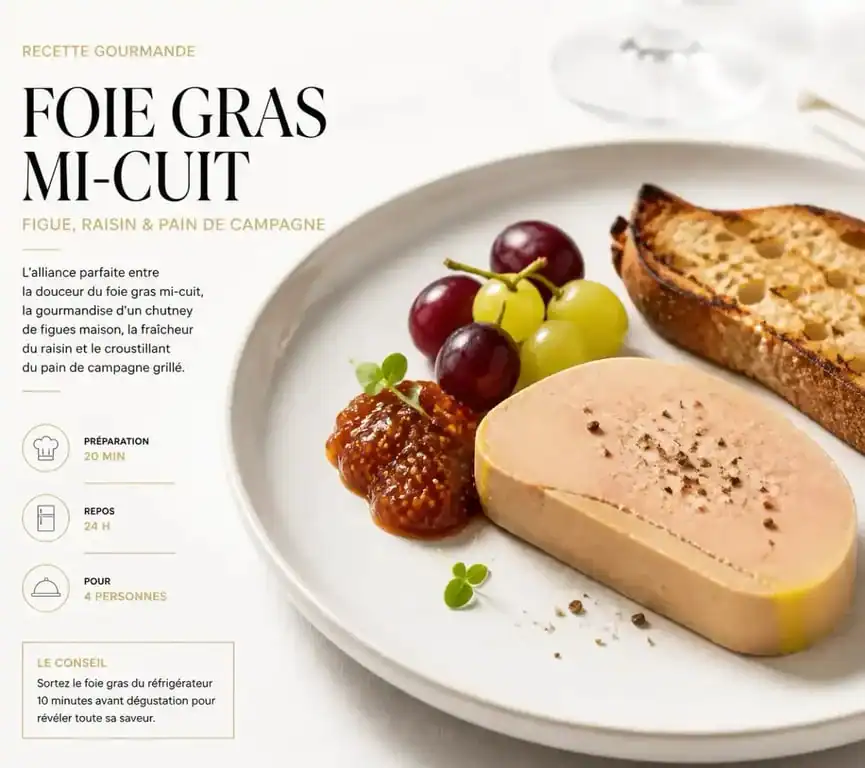 Assiette de foie gras avec ses accompagnements traditionnels pour savoir avec quoi servir le foie gras