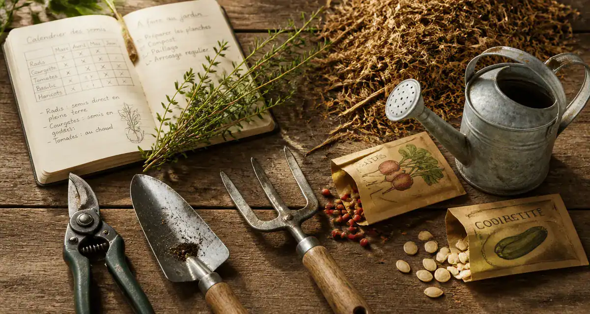 jardinier facile outils de jardinage sur table rustique