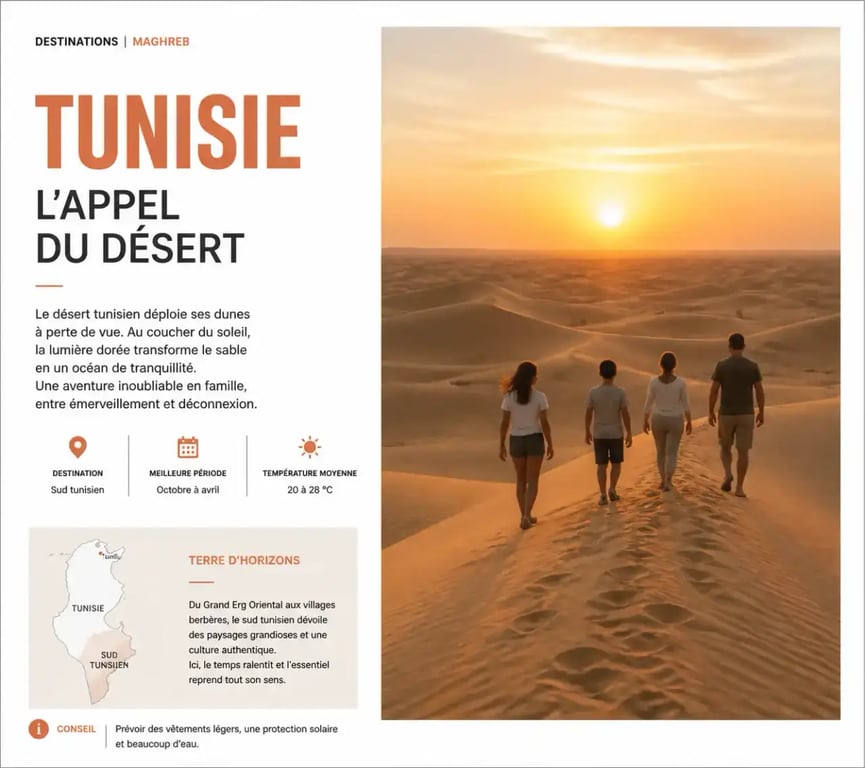 Excursion dans le désert du sud tunisien lors de vacances en Tunisie en famille