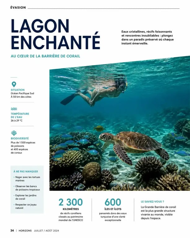 Organiser un voyage inoubliable pour découvrir les fonds marins tropicaux : snorkeling dans un lagon tropical avec récif corallien et tortue marine