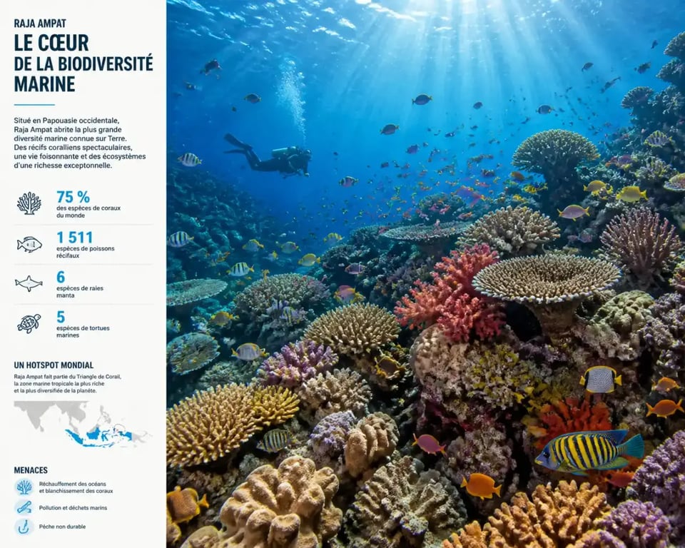 Organiser un voyage inoubliable pour découvrir les fonds marins tropicaux à Raja Ampat, récif corallien foisonnant et poissons tropicaux