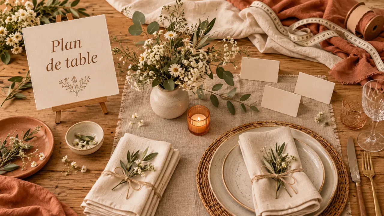 Décos de mariage : table harmonieuse en préparation