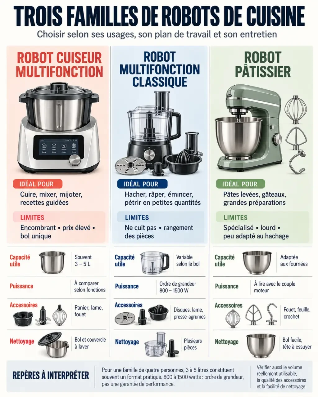 Meilleur robot cuisine : comparaison des types de robots, capacités, puissances et accessoires